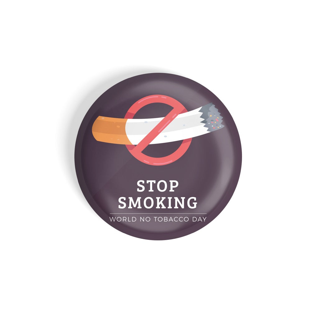 dhcrafts Round Fridge Magnet Brown No Tobaco Day D2 Glossy Finish Design Pack of 1 (75 mm)